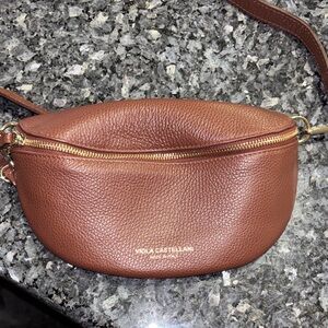 Viola Castellani Brown Leather Crossbody Bag